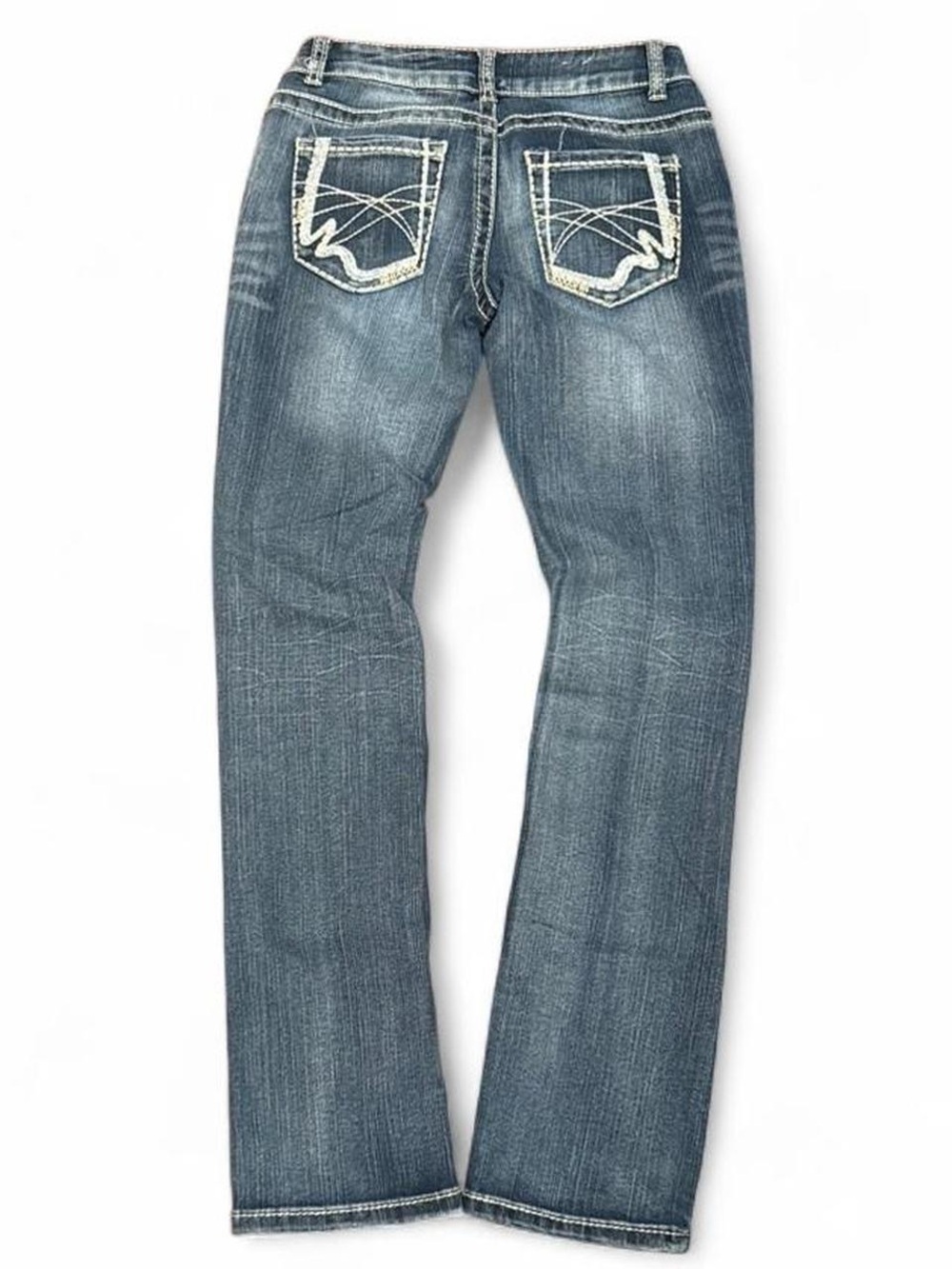 Y2K Warehouse One Embroidered Faded Low Rise Straight Jeans